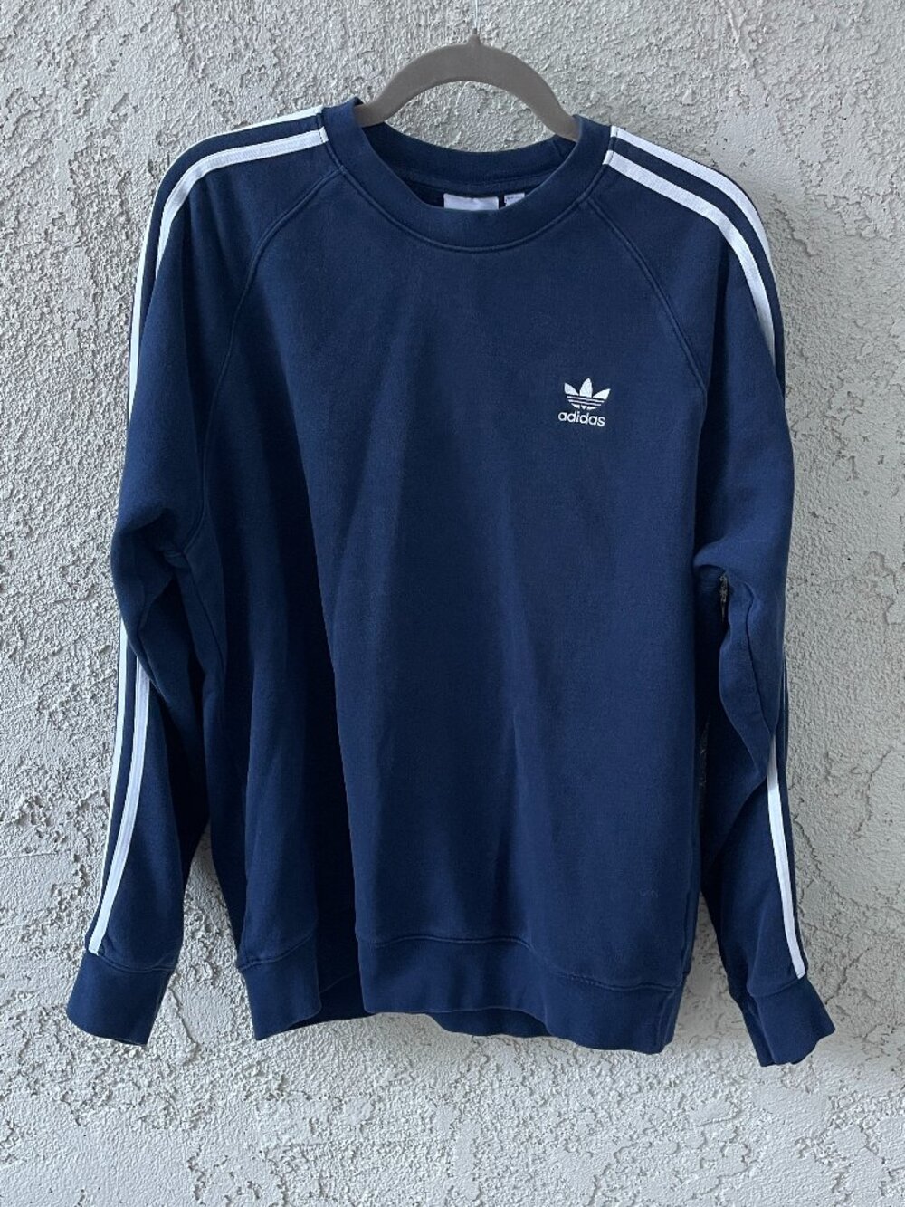 Adidas Originals Mens Large Blue 3-Stripe Trefoil Crewneck Sweatshirt Pullover